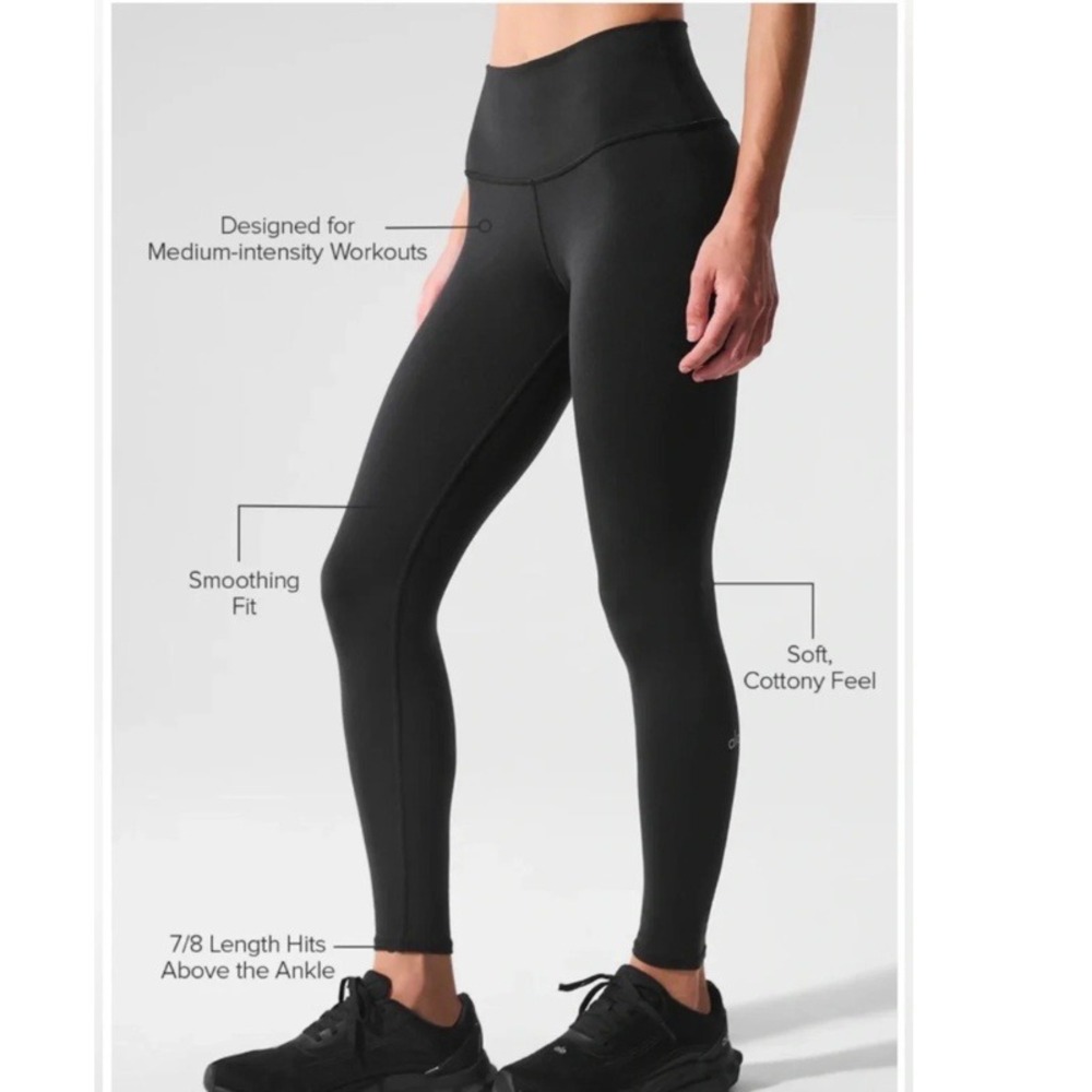 Alo Yoga 7/8 High-Waist Airbrush Leggings Black Size XS Gym Workout - Picture 3 of 7
